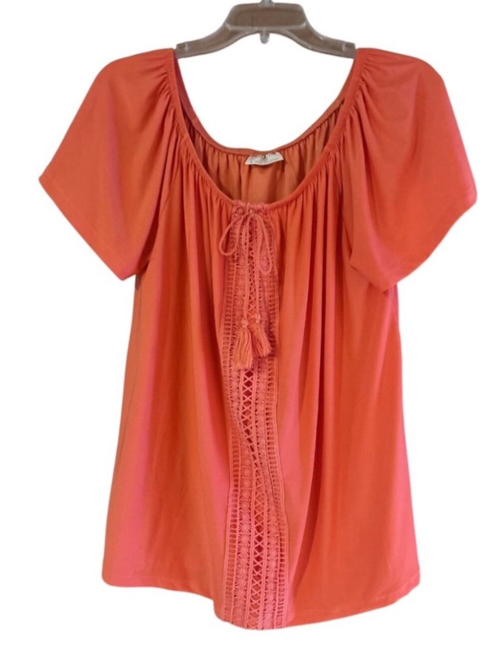 Bobbie Brooks Women’s Vintage Y2K Orange Lace Detail Tassels Top Size Large